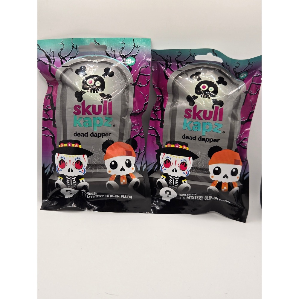 Lot of 2 Skull Kapz Dead Dapper Mystery Clip-On Plush Blind Bags New Sealed